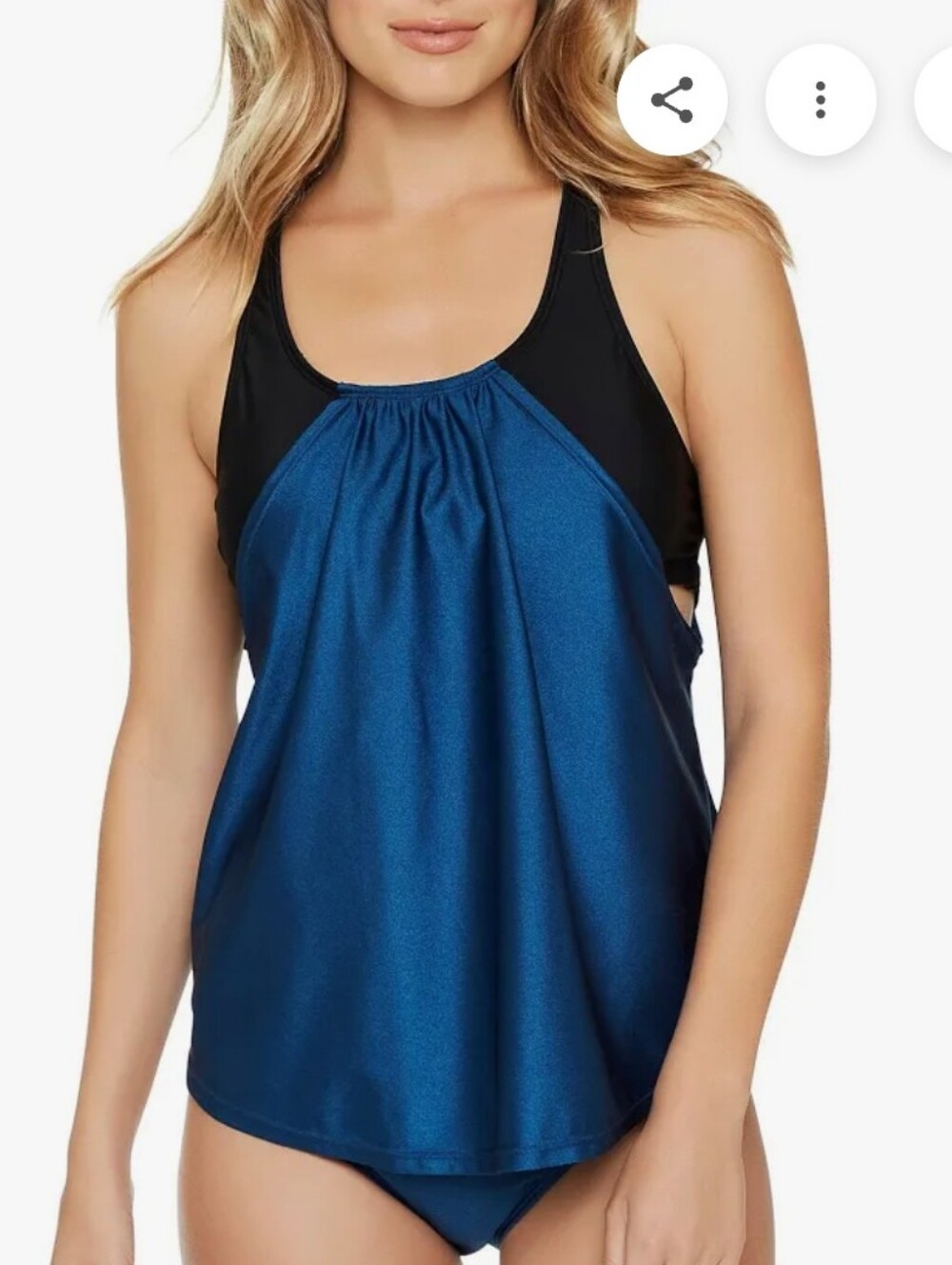 Reebok Sparkling Midnight Blue Core Black Strappy Back Tankini Swim Top Medium View 3